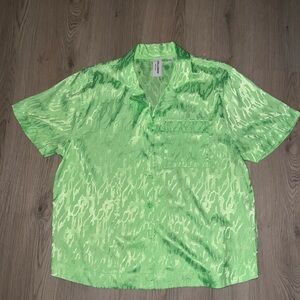 River Island Green Short Sleeve Button Down Shirt Size 12